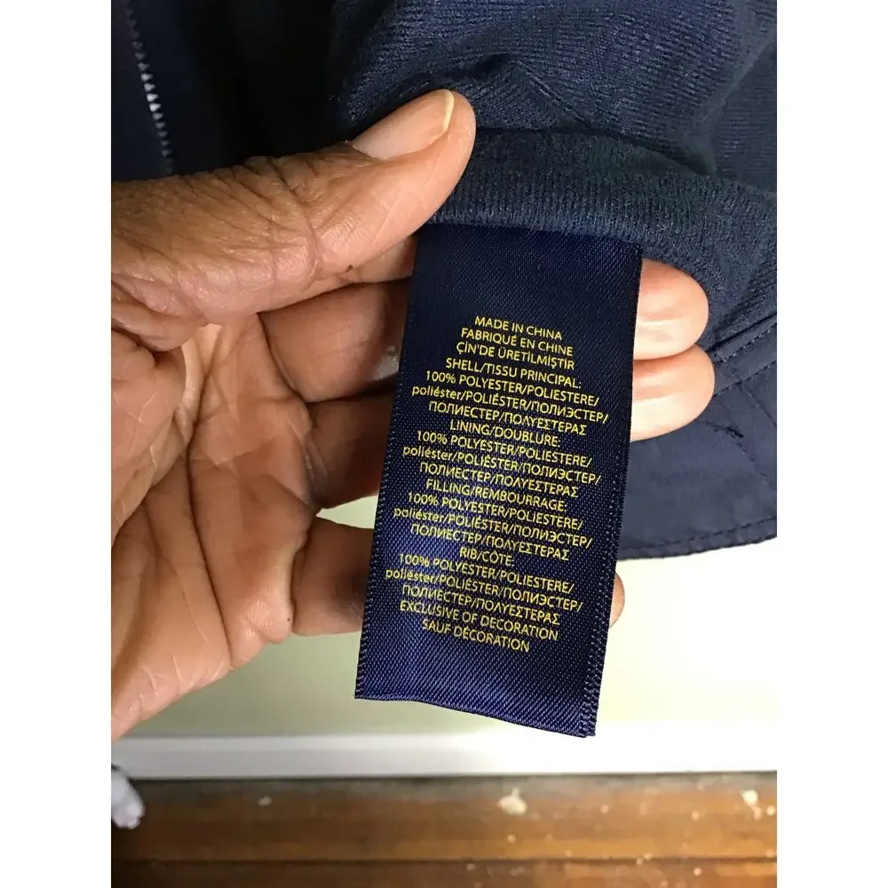 Ralph Lauren Polo Signature Logo Navy Blue Hooded  Windbreaker Jacket Sz.14/16